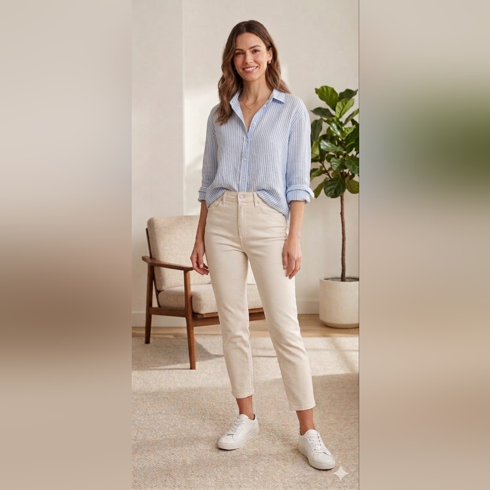 Lucky Brand Bridgette White High Rise Crop Stretchy Jeans Size 10/ 30 NWT
